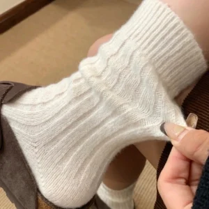 New Winter Cashmere Wool Women Socks Casual Japanese Fashion Solid Color Thicker Long Sock Girls Thermal Warm Crew Sock