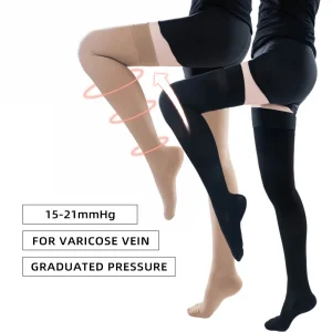 Legbeauty 15-20 mmHg Over Knee Closed Toe Varicose Veins Sock Men Women Medical Thigh High Compression Stocking Class 1 Pressure