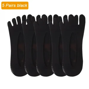 Men's Socks 5Pairs Mesh Invisible Breathable Sweat-absorbing Short Sock Non slip New Five Toe Socks High Quality