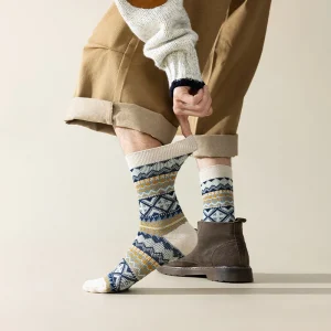 Men's Dress Socks,Cotton Crew Socks,3 Pairs,Breathable and sweat-absorbing ，Funky Colorful Pattern Crew Socks