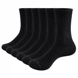 YUEDGE Mens Sports Athletic Casual Socks 6 Pairs/Pack Moisture Wick Work Boot Cotton Cushion Crew Socks For Men EU Size 37-46